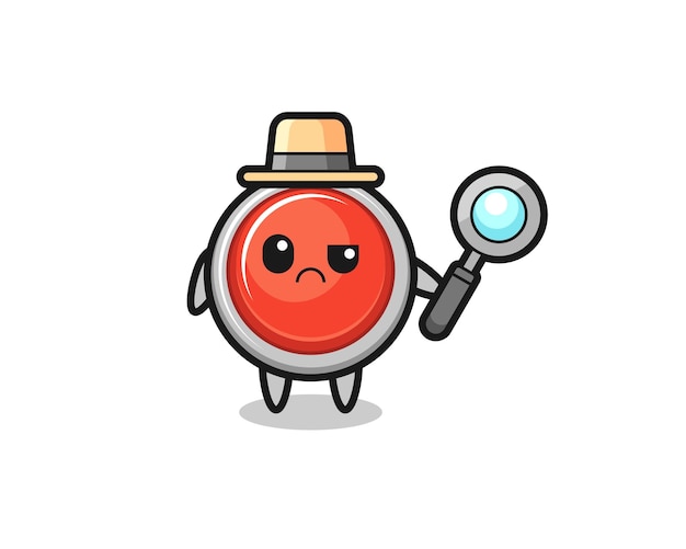 De mascotte van de schattige paniekknop voor noodgevallen als detective