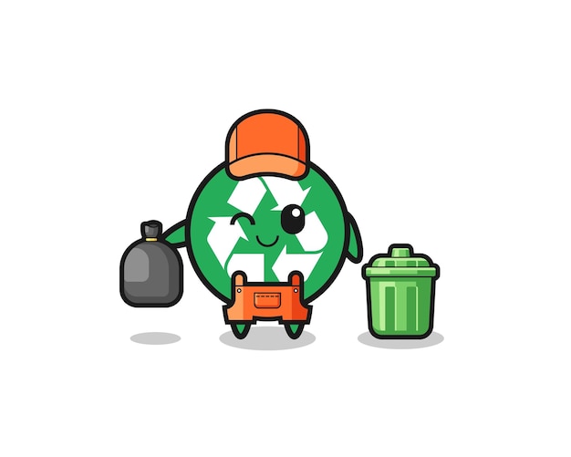 De mascotte van schattig recyclen als vuilnisophaler