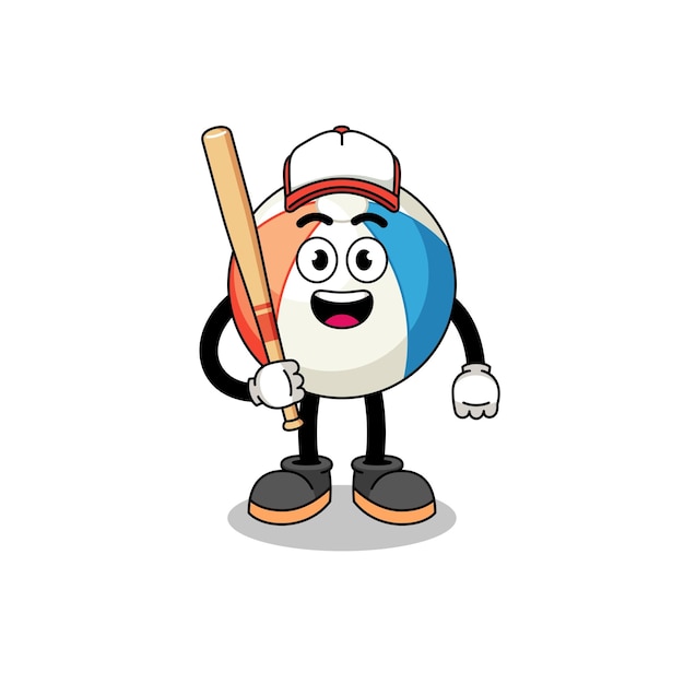 De mascottebeeldverhaal van de strandbal als honkbalspeler
