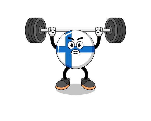 Vector de mascottebeeldverhaal van finland die een barbell opheft