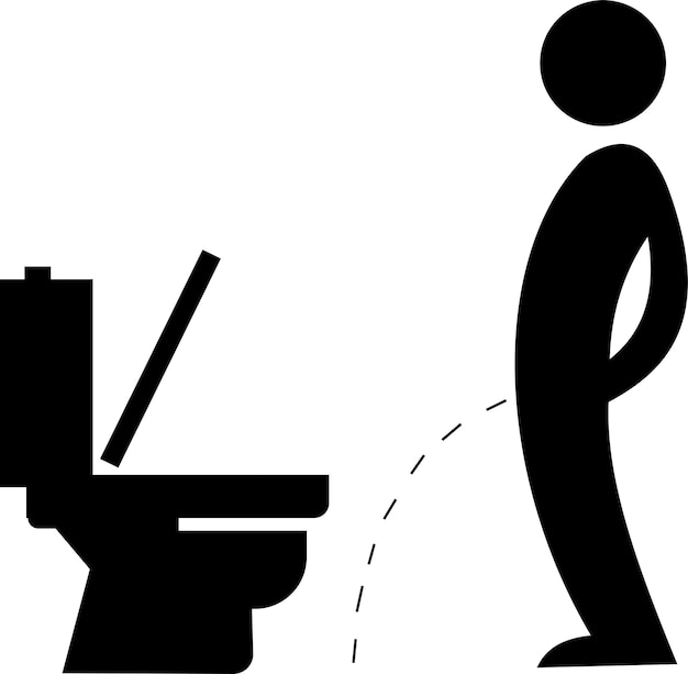 De mens plast buiten toilet, vectorillustratieontwerp dat op witte achtergrond wordt geïsoleerd