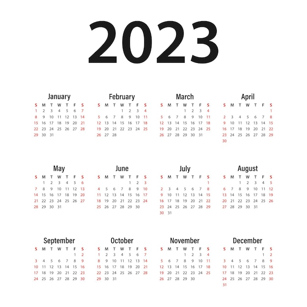 De minimale kalender voor 2023. Vectorsjabloon