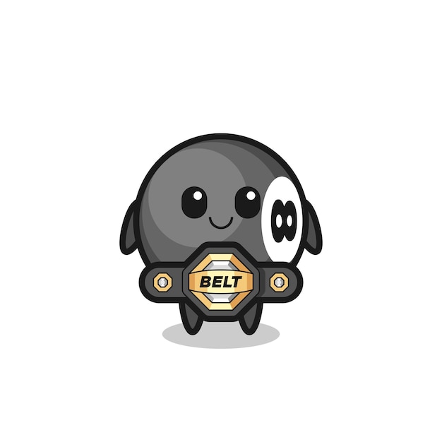 De mma-jager 8-ball biljartmascotte met een riem