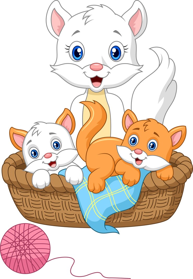 Vector de moederkat van het beeldverhaal het spelen met babykat
