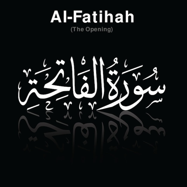 De naam van soera in het hoofdstuk Al-Fatihah van de Heilige Koran (de opening). Vector van Arabische kalligrafie desig