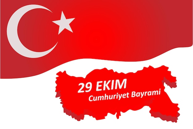 De nationale vlag en kaart voor Turkije Ekim 29