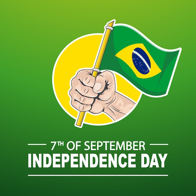 De nationale vlag vasthouden en zwaaien voor de vectorillustratie van de onafhankelijkheidsdag van brazilië