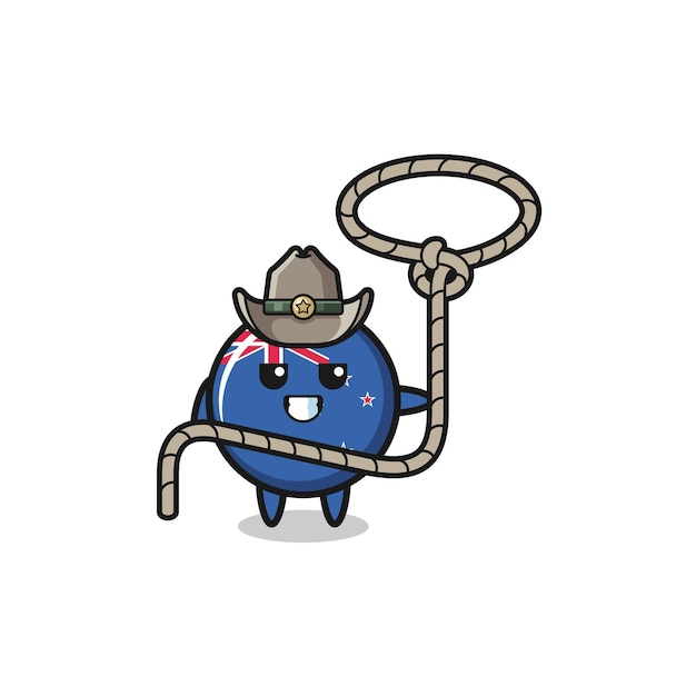 Vector de nieuw-zeelandse cowboy met schattig lasso touw