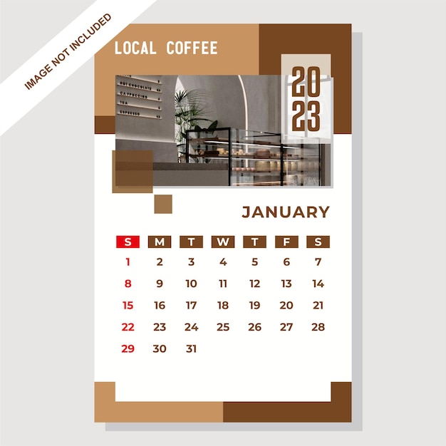 de nieuwste kalender van januari 2023 is geschikt voor cafés