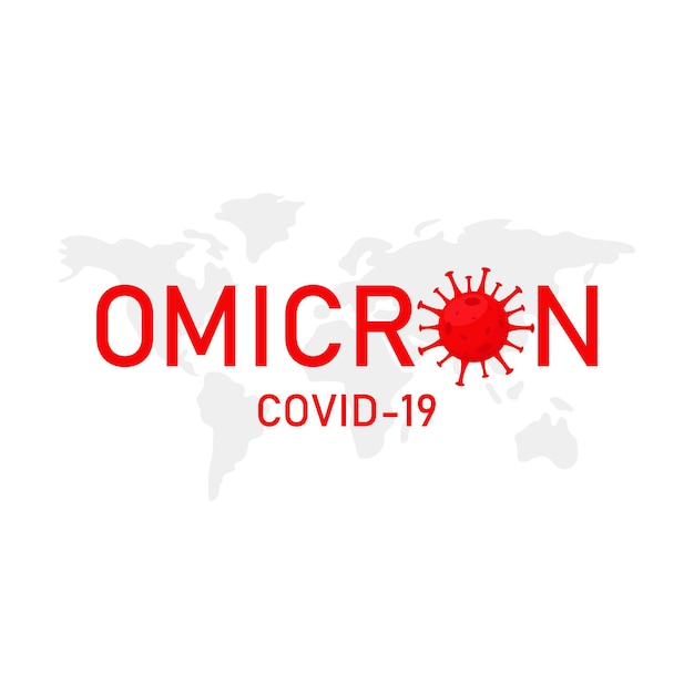 Vector de ommicron-inscriptie op de aardekaart