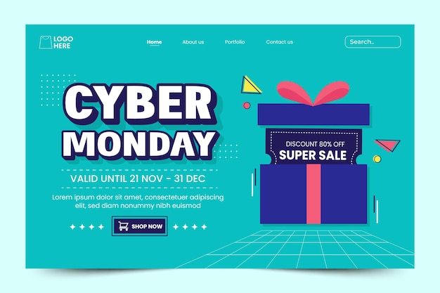 De ontwerpsjabloon voor de Cyber Monday-bestemmingspagina is eenvoudig aan te passen