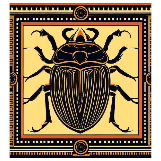Vector de oude insecten in de egyptische piramides hebben specifieke namen scarab egyptische kunst