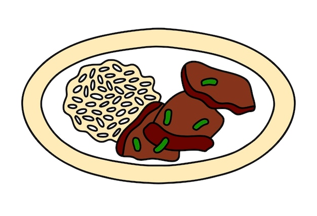Vector de plaat met gegrild vlees kalbi vector illustratie van koreaans eten