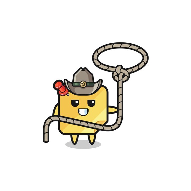 De plaknotities cowboy met lasso touw schattig ontwerp