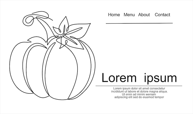 De pompoen is getekend met één lijn. landbouw. vegetarisch eten.