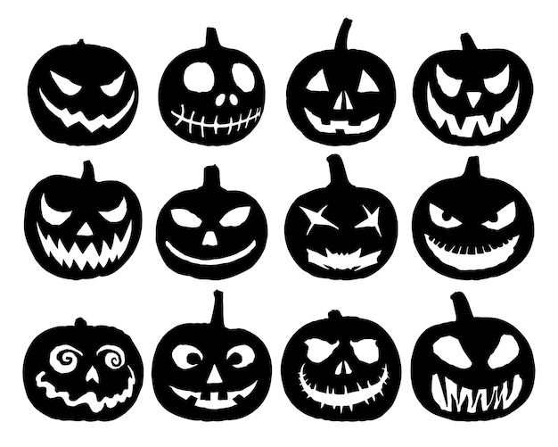 De pompoen silhouetten voor Halloween.
