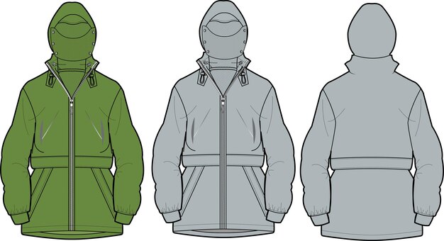 De Protective Shell fornt en back flat sketch technische tekening vector illustratie sjabloon