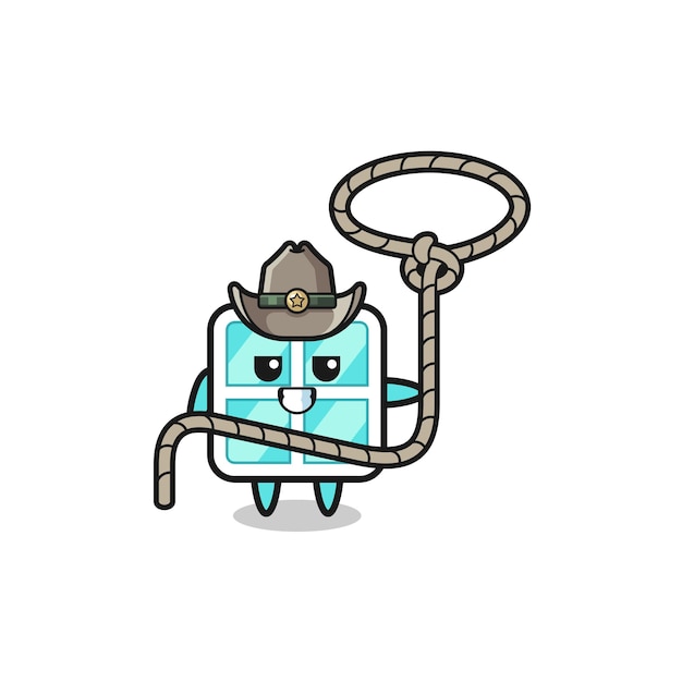 De raamcowboy met lasso touw schattig ontwerp