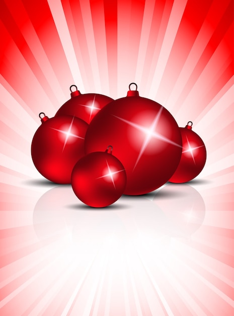 De rode ballen van het Kerstmisnieuwjaar op rode achtergrond