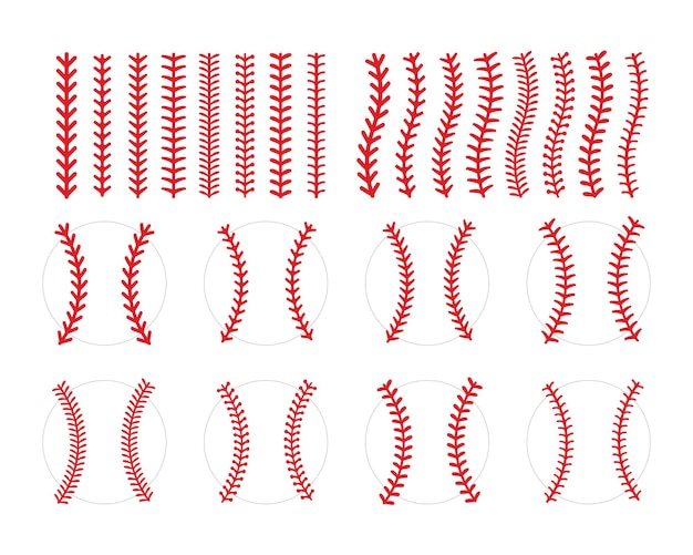De rode steek of stiksels van het honkbal Geïsoleerd