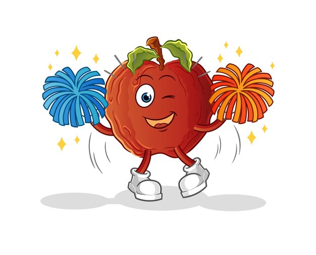 De rotte appel cheerleader cartoon. cartoon mascotte vector