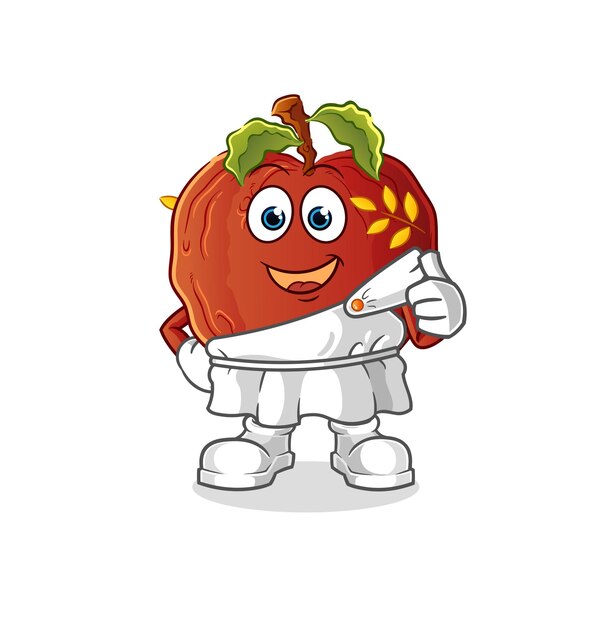 De rotte appel met griekse kleding. cartoon mascotte vector