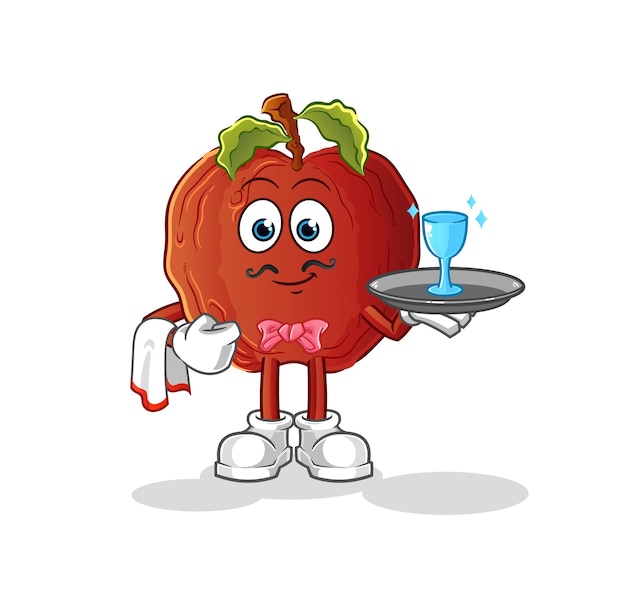 De rotte appelkelner cartoon. cartoon mascotte vector