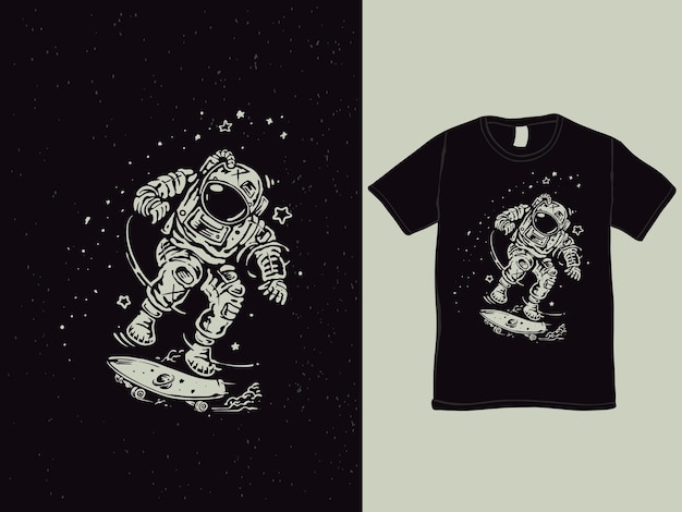 de ruimteschaatser astronaut tshirt ontwerp