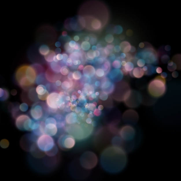 De samenvatting defocused cirkelkleur bokeh op donkere achtergrond.