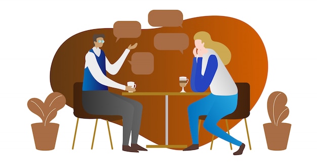 De scène van het privégesprekconcept met twee personen in koffie
