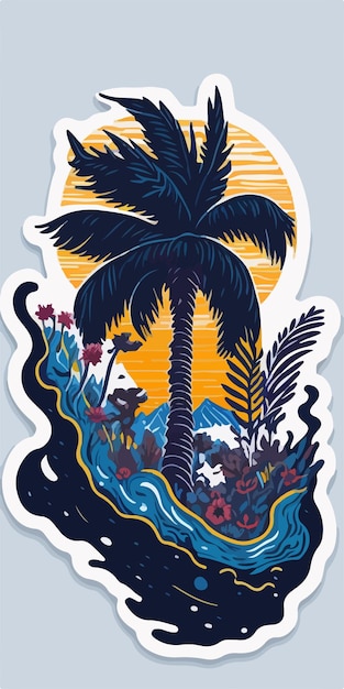 De schemering daalt op het eiland De majestueuze palmen zwaaien De schoonheid blijft hangen