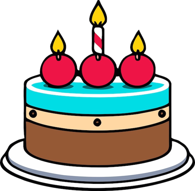De scherpe cake van het verjaardagshuwelijk met kaars in het vectorontwerp van de effen kleur op witte achtergrond