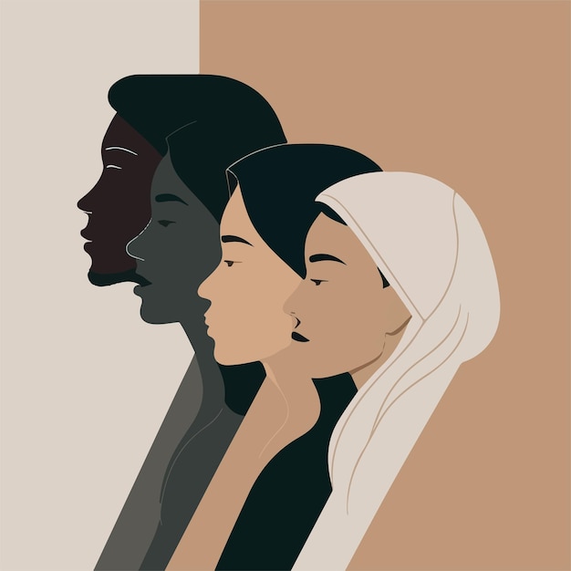 de schoonheid van etnische raciale en religieuze diversiteit minimalistische vectorillustratie