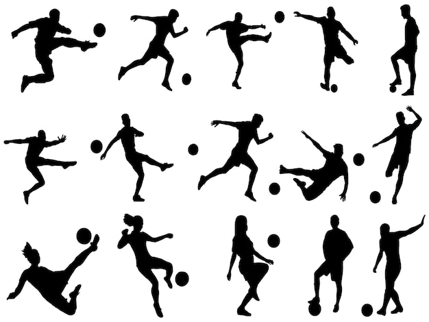 De set van voetbal silhouet - Football Silhouette