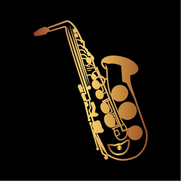 de silhouette van saxofon dorada