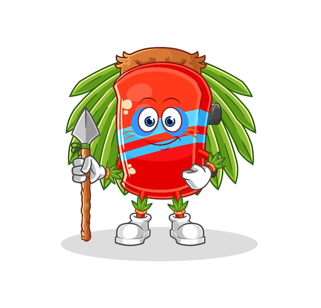 De skateboard tribal man mascotte cartoon vector