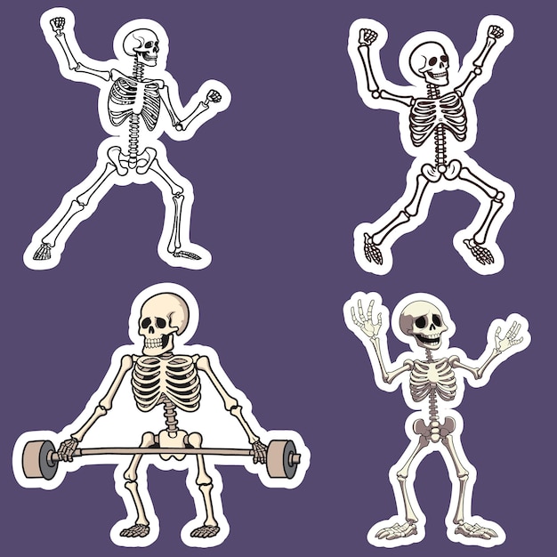 Vector de skelettraining dansen en gewichtheffen