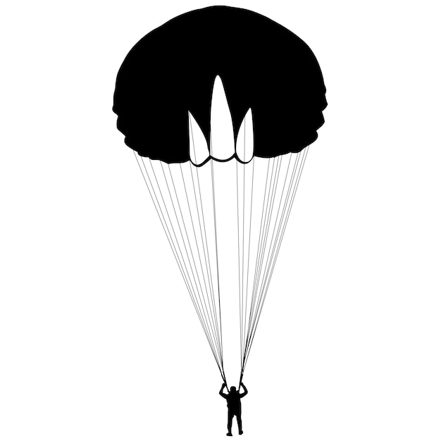 Vector de skydiver silhouetten parachutespringen een vectorillustratie