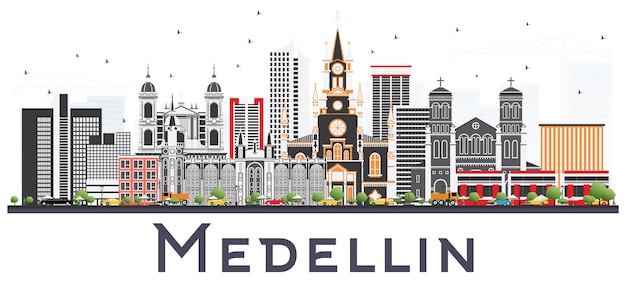 De Skyline van de stad van Medelln Colombia met grijze gebouwen