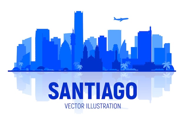 De skyline van de stad van Santiago de Chile op een witte achtergrond Platte vectorillustratie Zakelijke reizen en toerisme concept met moderne gebouwen Afbeelding voor banner of website