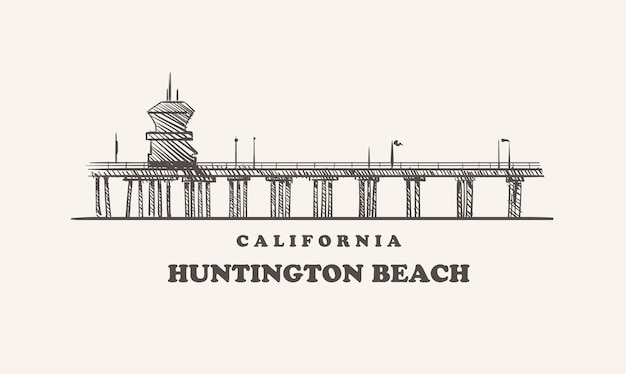 Vector de skyline van huntington beach, californië