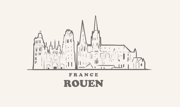 De skyline van Rouen, Frankrijk