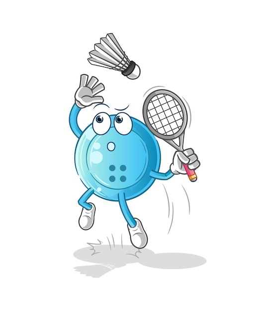 De smash van de overhemdsknoop bij badmintoncartoon. cartoon mascotte vector