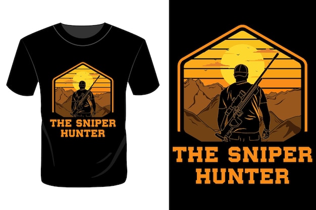 De sniper hunter t-shirt ontwerp vintage retro