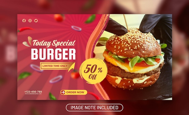 Vector de speciale banner-promotiesjabloon van het hamburgermenu van vandaag