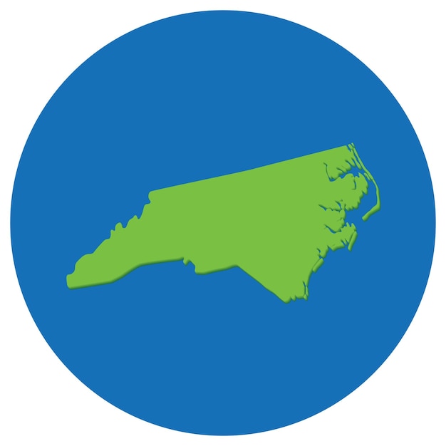 De staatskaart van North Carolina in bolvorm groen met blauwe ronde cirkelkleur