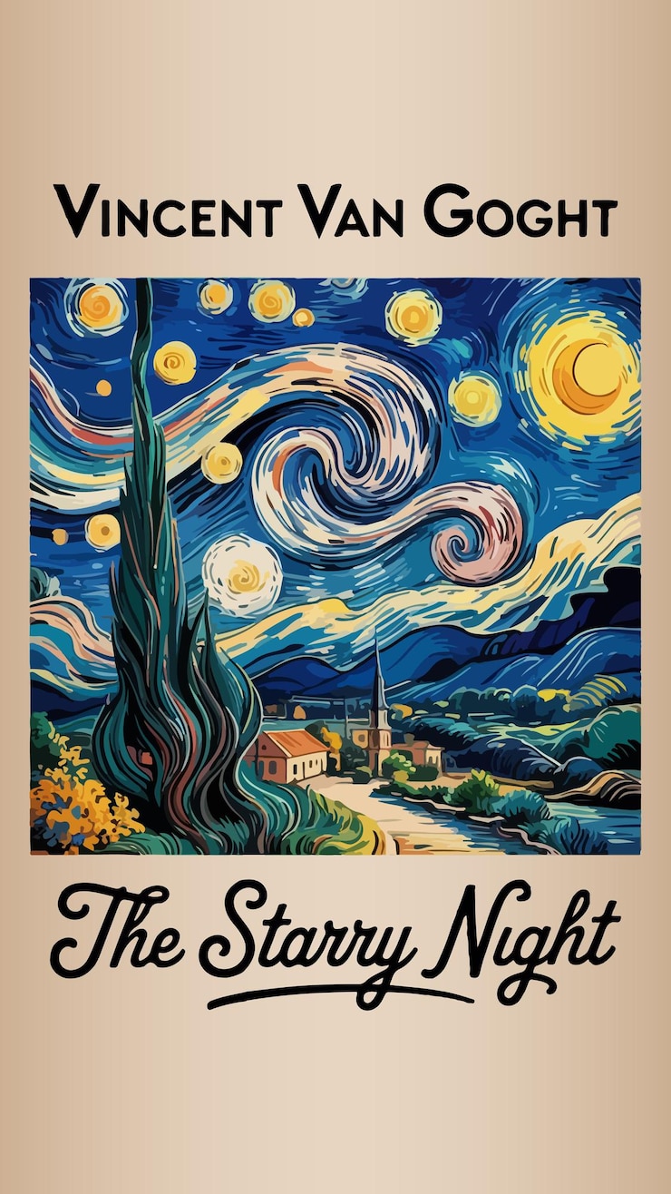 Vector de sterrennacht van vincent van gogh t-shirtontwerp
