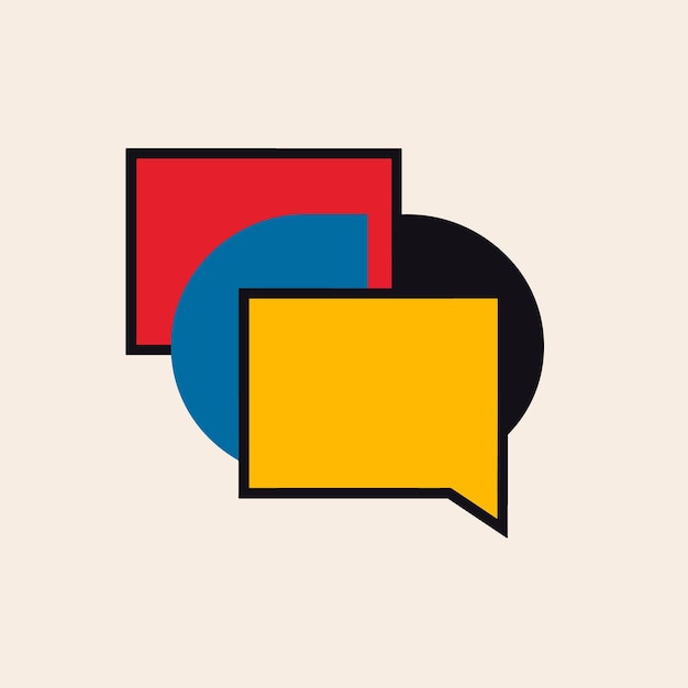 De Stijl Inspired Speech Bubble Symbol Minimal Logo