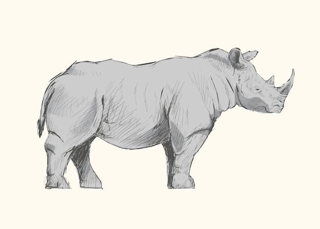 De stijl van de illustratietekening van rinoceros