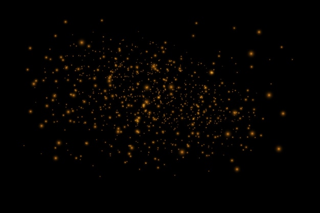 De stofvonken en gouden sterren schijnen met speciaal licht. vector schittert. licht effect. sprankelende magische stofdeeltjes.